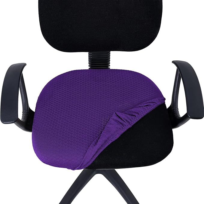 Smiry Office Computer Chair Seat Covers for Desk, Anti-dust Protector | Stretch Jacquard Removable Washable Desk Chair Seat Cushion Protectors, Violet