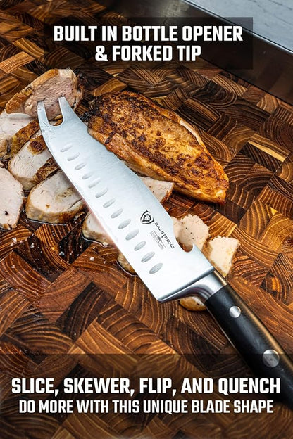 Dalstrong BBQ Pitmaster Meat Knife - 8 inch - Gladiator Series Elite - Forged High Carbon German Steel - Forked Tip & Bottle Opener - G10 Handle - Slicing Kitchen Knife - NSF Certified