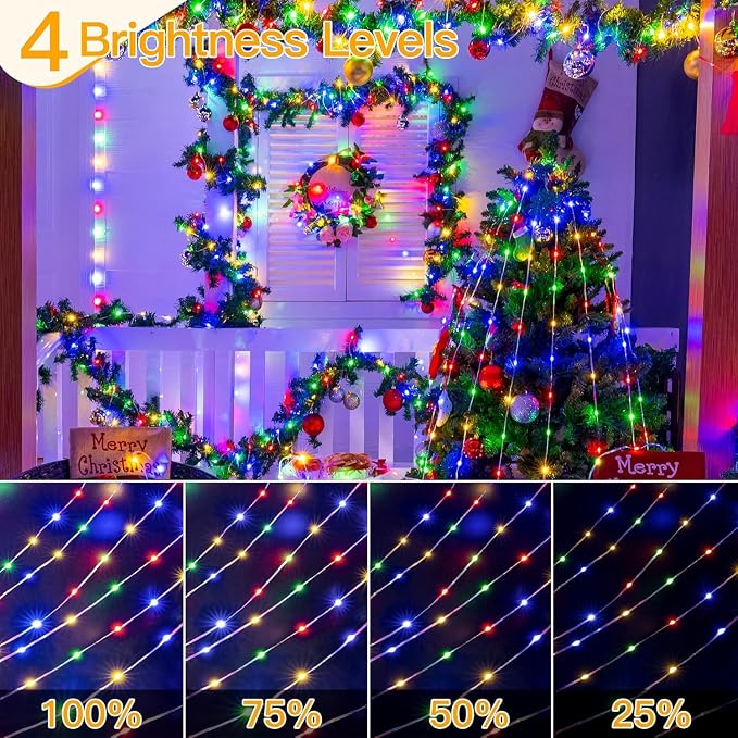 Ollny Outdoor Christmas Lights 1000LED 328FT, Multicolor Fairy Lights IP67 Waterproof, Plug in String Light with Remote 8 Modes Timer, Xmas Light for Outside Indoor House Tree Decorations