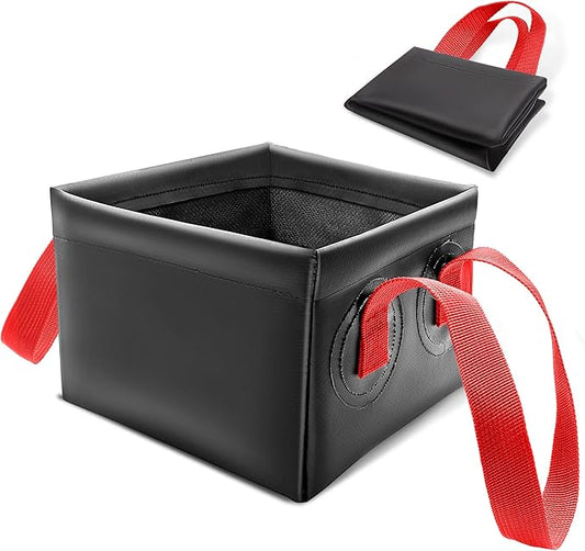 Grill Brush Water Bucket, AHIER Collapsible Dunk Tank Grill Brush Heads Water Bucket for Stainless-Steel Grates (Red)