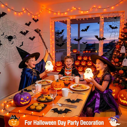 JMEXSUSS 500 LED Halloween Lights, 173ft Orange String Lights with Remote | Waterproof, 8 Modes, Plug in, Indoor Outdoor Orange Halloween Lights for Party Tree Fireplace Bedroom Patio Halloween Decor