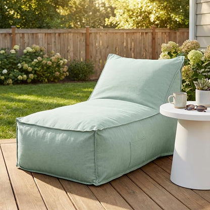 Merax Outdoor Bean Bag Chairs, 48" L Lounger Chair for Adults Bean Bag Couch Sofa with Foam Filled for Patio Pool Balcony & Desk, Water-Repellence Fabric Outside Beanbag Chair, Mint