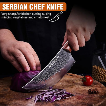 Naitesen 4PCS Butcher Knife and Kitchen Knife Set, Hand Forged Very Sharp for Meat Cutting Cooking BBQ Gifts for Men Women