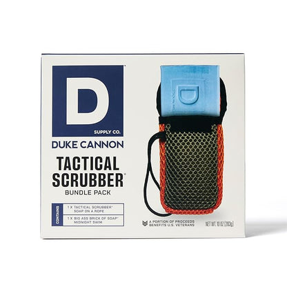 Duke Cannon Supply Co. Tactical Scrubber + Sawtooth Men's Brick of Soap - U.S. Military-Grade Soap Pouch - Dual-Mesh - Sawtooth, 10 oz