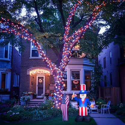JMEXSUSS 400 LED Red White and Blue Lights Plug in | 4th of July Decorations Patriotic Lights Outdoor for American Holiday Tree Party Independence Memorial Day Decor
