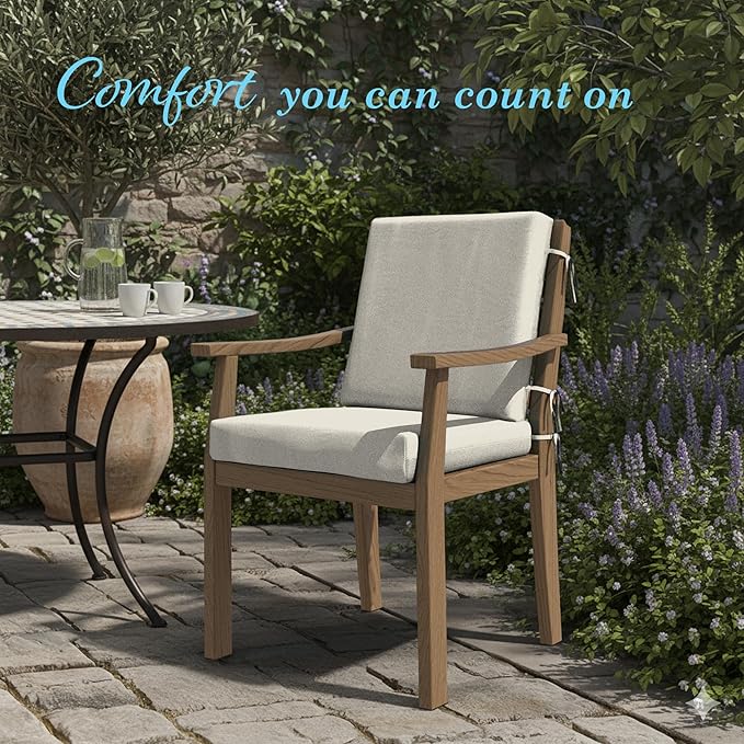 California Umbrella Outdoor Dining Chair, Patio Seat Cushion, 20 x 40 Inch, Premium Outdoor Memory Foam, Fade Resistant Sunbrella Fabric, Fabric Ties,Canvas
