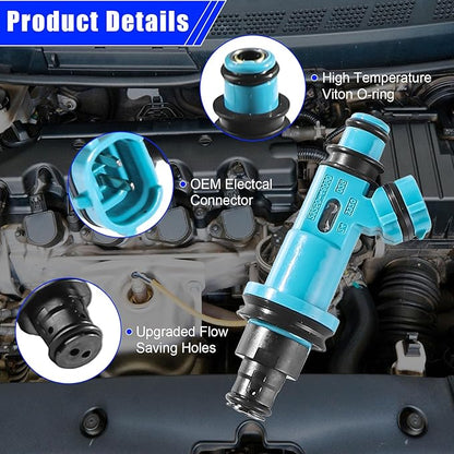 FJ963 Fuel Injectors Set of 6 for 2JZ 3.0L L6 – Lexus IS300 2001-2005, GS300 1998-2004, SC300 1998-2000 & Toyota Supra 1998 – Replacement 23250-46090 23209-46090
