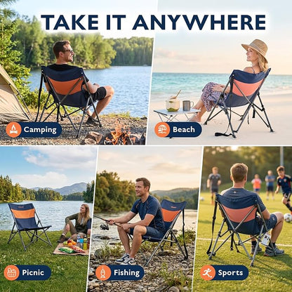Alvantor® Camping Chair, High Back Folding Beach Chair Breathable for Outdoor, Ergonomic Backrest, Easy Use Portable Lawn Chair Seat for Travel, Fishing, Pinic, Sports Events, 20"x28"x28"