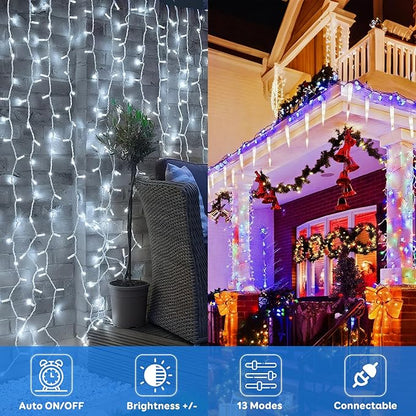 88FT 240LED Connectable String Lights Indoor Outdoor Clear Wire, Cold White⇋Multicolor Christmas String Lights, Plug in Twinkle Fairy Light With Timer For Wedding Patio Tree Yard Christmas Decorations
