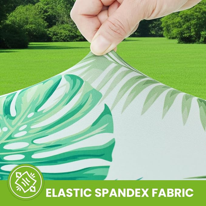 Smiry Spandex Fitted Tablecloth for 6 Foot Rectangle Tables, Washable Picnic Table Cover with Elastic, Stretch Reusable Table Cloth for Outdoor, Camping, Dining & Kitchen (Tropical, 30"x72")