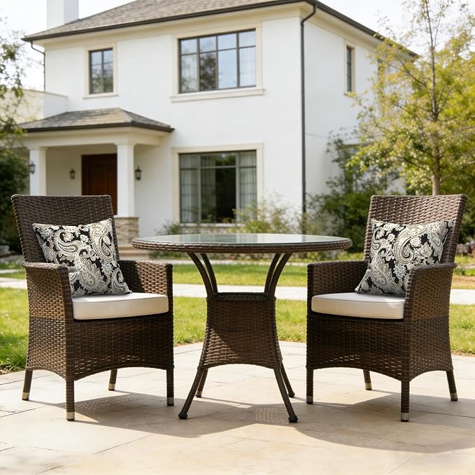 LVTXIII 2 Pack Outdoor Pillow Covers ONLY 18x18 Inch, Water-Repellent Square Decorative Cushion Covers for Patio Furniture, Garden, Sofa, Paisley Black
