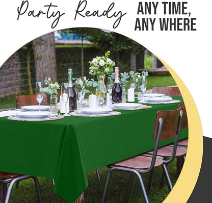 Exquisite 66% Thicker Premium Plastic Table Cloth Rectangle Table Cover 0.5 Mil 12 Pack Emerald Green Table Cloth 54 Inch x 108 Inch Disposable Tablecloth Won't Tear Easily Like Cheap Thin Brands