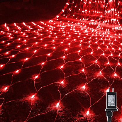 WATERGLIDE Outdoor Valentines Net Lights, 12FT x 5FT 360 LED Mesh String Light with 8 Lighting Mode, Connectable Waterproof Lights for Garden Tree Bushes, Christmas Wedding Party Decorations, Red