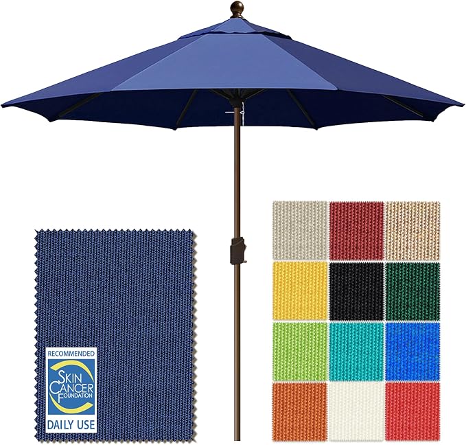 EliteShade USA 10-Year-Non-Fading 10Ft Market Patio Umbrella, UPF 50+ UV Protection Performance Sun Umbrella, Heavy Duty Commercial Grade Outdoor Table Umbrella with Crank, Windproof Vented Top for Garden, Pool, Deck and Outdoor Playsets, No Tilt, Navy...