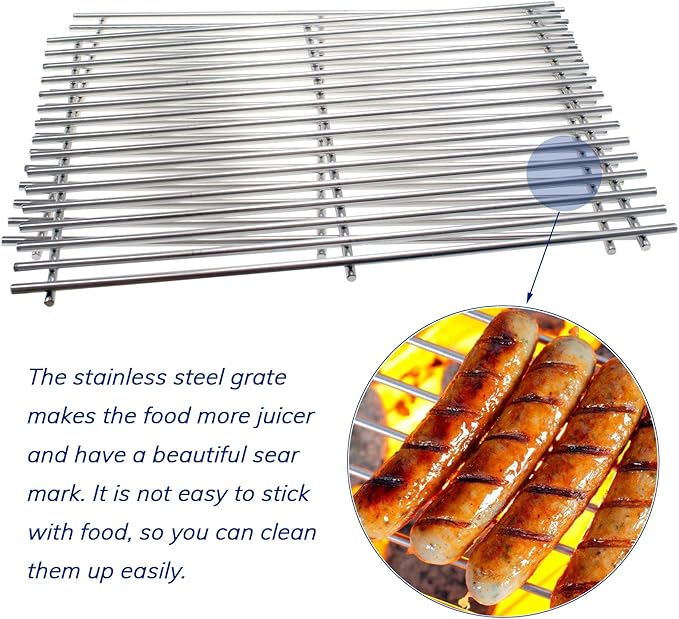 Utheer 7639 304 Stainless Steel Grill Grates for Weber Spirit I & II 300 Series, Spirit 700, 17.5" Cooking Grates for Genesis Silver B/C, Gold B/C, Platinum B/C, 1000-3500