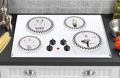 Reston Lloyd, Burner Covers For Electric Stovetop, Decorative Lightweight Tin Covers, Set of 4 (2-8 inch & 2-10 inch), Conceals Messy Drip Pans, Chef