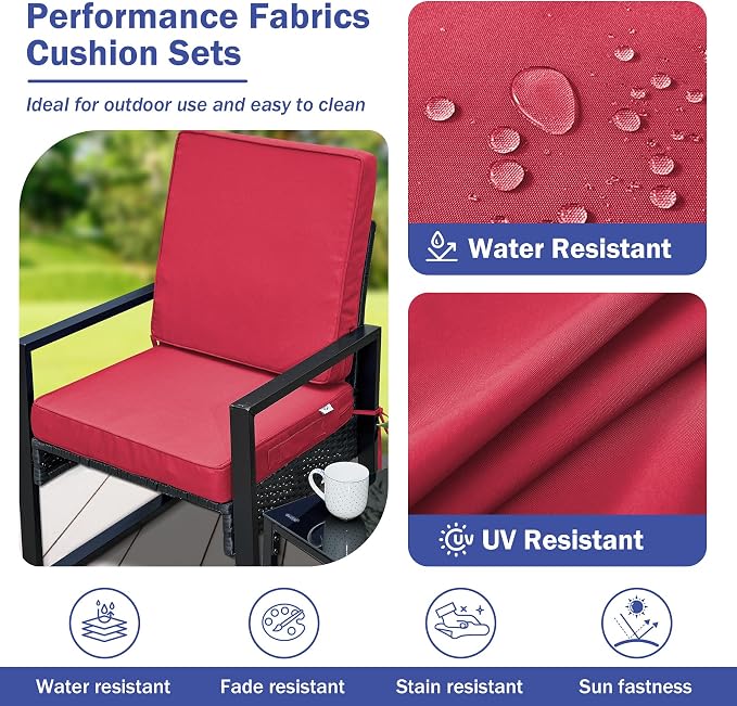 IPYNBAP Outdoor Cushions, Outdoor Chair Cushions 19x19x3 Inch, Cushions for Outdoor Furniture with Removable Cover, Waterproof & Fade Resistant Outdoor Seat Cushions for Patio, Lawn, Burgundy