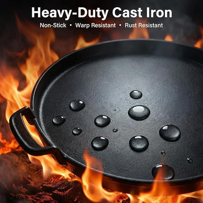 7421 Cast Iron Griddle - 12" Gourmet BBQ System Insert, Fits Most Cooking Grates for Weber Charcoal/Gas/Pellet Grills (22" Kettle/Performer, SMOKEFIRE EX4/EX6, Genesis, Spirit &More)