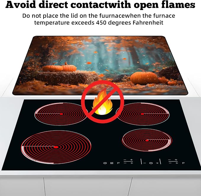 Multi-Design Stove Cover for Glass/Electric Stoves - 3-in-1 Heat-Resistant Protector Mat, Non-Slip Drying Rack 28"x20"