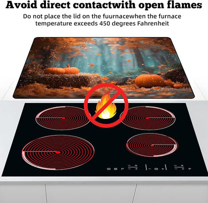 Multi-Design Stove Cover for Glass/Electric Stoves - 3-in-1 Heat-Resistant Protector Mat, Non-Slip Drying Rack 28"x20"
