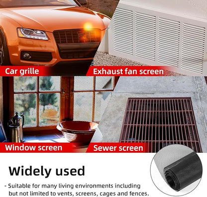 AggAuto Universal 40"x13" Car Grill Mesh 1mm Round Hole Black | PVC Coated Stainless Steel Automotive Grille Insert Bumper, One of the Most Multifunctional Shape Grids 100x33cm