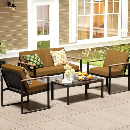 8Pcs Patio Cushion Covers, Outdoor Stretch Cushion Covers, Washable | Stretch Fit, Replacement, Washable and Reusable Furniture Protectors, Fits most patio furniture cushion covers, Cover Only
