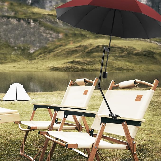 HOBVO UPF 50+ Golf Umbrella with Adjustable Universal Clamp, Portable Umbrellas for Rain, Manual Open & Close, for Beach Chair, Golf Cart, Stroller, Bleacher, Patio