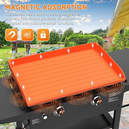 Silicone Griddle Mat Cover for Blackstone - 28 Inch Full-Edge Coverage Magnetic Silicone Grill Cover, Heavy Duty Food Grade Griddle Protective Mat, Keep Your Grill Clean and Rust-Free