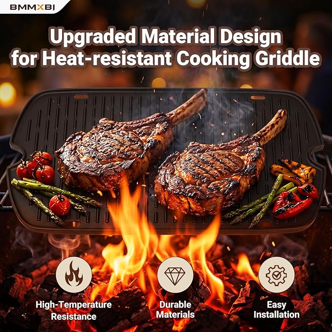 Cast Iron Griddle with Carry Bag for Weber Traveler Grill 9010001 9020001 | 7034 Griddle Insert Replacement Parts for Weber Traveler Portable Grill 9030001 9013001 9011701 Flat Top Griddle Accessories