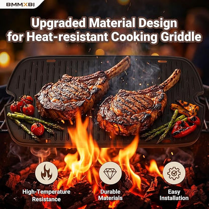Cast Iron Griddle with Carry Bag for Weber Traveler Grill 9010001 9020001 | 7034 Griddle Insert Replacement Parts for Weber Traveler Portable Grill 9030001 9013001 9011701 Flat Top Griddle Accessories
