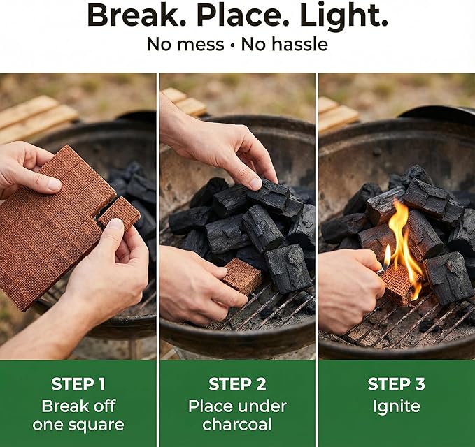 Fire Starter Squares for Campfire: Natural Fire Starters Cubes - Quick Ignition Odorless Firestarter Blocks for Grills BBQ Outdoor Firepits Fireplaces & Wood Stoves - 216 pcs