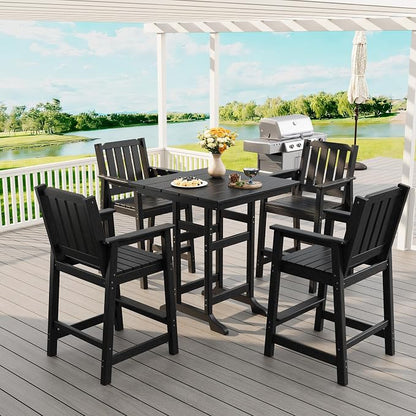Garvee Outdoor Patio Bar Height Chair Set of 2, All-Weather HDPE Bar Height Barstools Widened Chair Set, Adirondack Chairs Set with Widened Armrests for Garden, Poolside, Bistro