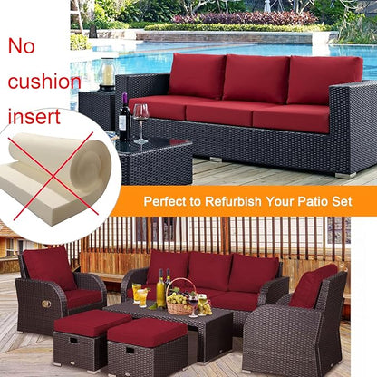 NettyPro Patio Bench Swing Cushion Cover, Outdoor Furniture Cushion Covers Replacement Water Resistant UV Protection Outside Loveseat Cushion Slipcovers with Zipper, 48 x 18 x 3 Inch