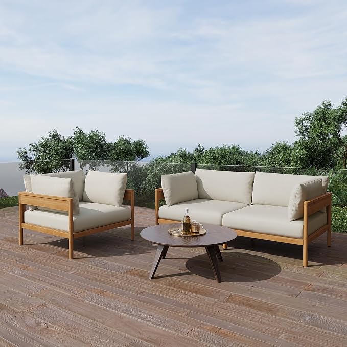 Acanva Vento Outdoor Patio Furniture Set, Armchair | All-Weather Aluminium Frame, Water-Resistant Olefin Cushions, Patio Conversation Sets for Backyard, Garden, Porch