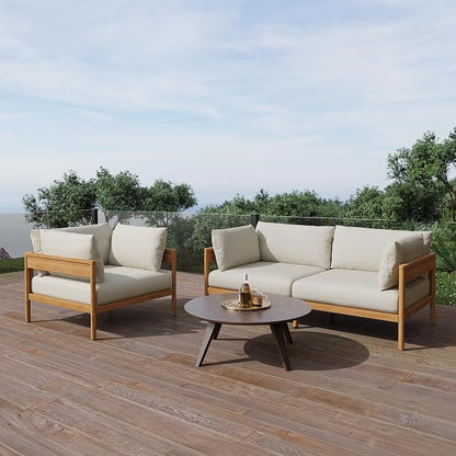 Acanva Vento Outdoor Patio Furniture Set, Armchair | All-Weather Aluminium Frame, Water-Resistant Olefin Cushions, Patio Conversation Sets for Backyard, Garden, Porch