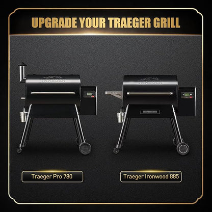 QuliMetal Foldable Front Shelf for Traeger Pro 780 and Ironwood 885, 32.48" Grill Front Table, BBQ Prep Shelf Accessory, Quality Steel Front Shelf