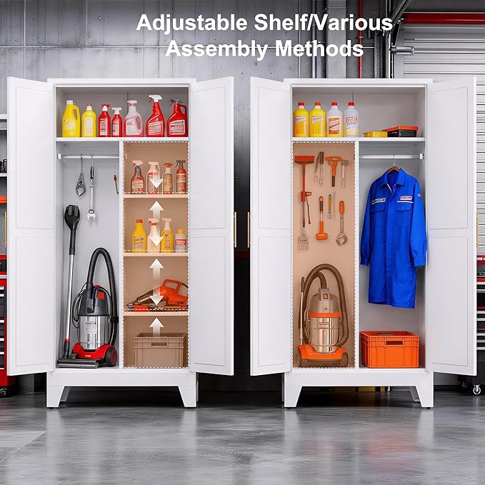 71" H Metal Storage Cabinets,Garage Storage Cabinet,Tall Pantry Cabinet with Doors,Kitchen Food Storage Cabinet,Farmhouse Storage Cabinets for Kitchen, Dining Room