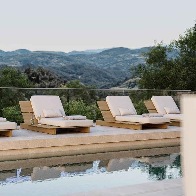 Acanva Solora Patio Chaise Lounge Chair Outdoor | Aluminum Reclining Chairs, 5-Position Adjustable, Water-Resistant Olefin Fabric Cushion, for Poolside, Balcony, Yard