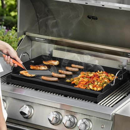 onlyfire Universal BBQ Griddle with Handles for Most Grills, 23" x 16" | Ceramic Coated Non-stick Flat Top Griddle for Outdoor Cooking