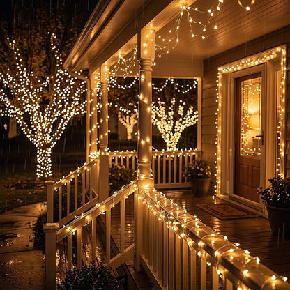 Solar String Lights 2 Pack Total 66FT 200LED Solar Fairy Lights Outdoor Waterproof 8 Lighting Modes Twinkle Lights for Patio, Garden Yard Party Wedding Tree Christmas Halloween Decoration, Warm White