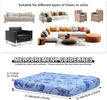 8Pcs Patio Cushion Covers, Outdoor Stretch Cushion Covers, Washable | Stretch Fit, Replacement, Washable and Reusable Furniture Protectors, Fits most patio furniture cushion covers, Cover Only