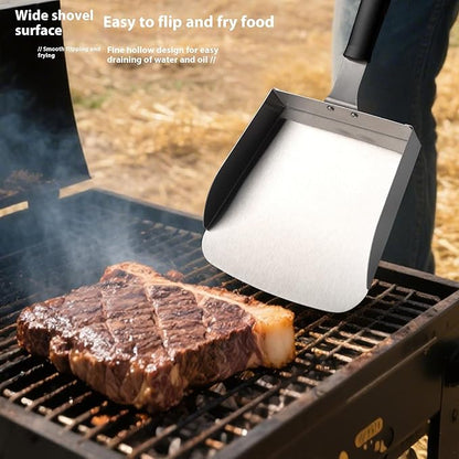 Professional Stainless Steel BBQ Spatula, 15.35 x 7.72 x 7.36 Inch, Detachable Grill Turner with Long Handle, Duty for Outdoor Grilling，food transfer spatula, detachable, easy to clean