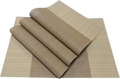 Zupro Placemats Set of 4 for Kitchen Dining Table Washable Braided Table Mats Heat-Resistant Placemats Non-Slip Woven PVC Vinyl Place Mats for Everyday use or Holidays Dinner 18"x12"(Beige)