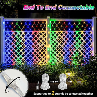 LitHome 13 x 13FT Christmas Net Lights Outdoor Mesh Lights Connectable | 8 Modes 400 LED Christmas Net Lights with Timer, Waterproof Multicolor Mesh Light Plug in for Bushes Garden Backyard Decor