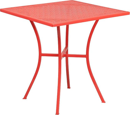 Flash Furniture Oia Commercial Grade 28" Square Coral Indoor-Outdoor Steel Patio Table