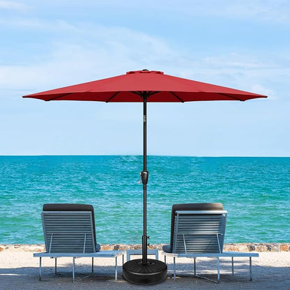 YSSOA 9' Patio Outdoor Table Market Yard Umbrella with 8 Sturdy Ribs, 9ft-2 Pack, Red-2 Pack