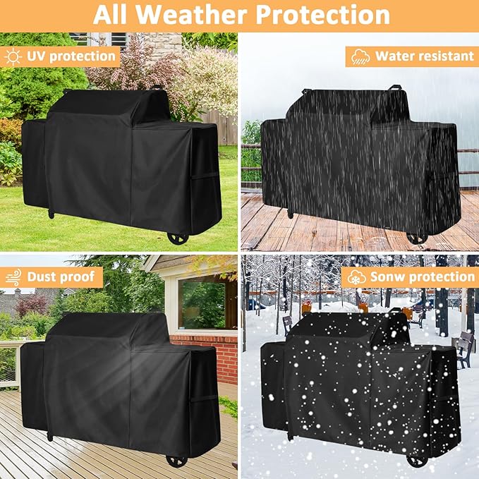 Grill Cover for Traeger Woodridge Pro and Woodridge Elite Grills, Full-Length All Weather Cover for Traeger BAC776 Wood Pellet Grill Smoker, Woodridge Pro Grill Accessories