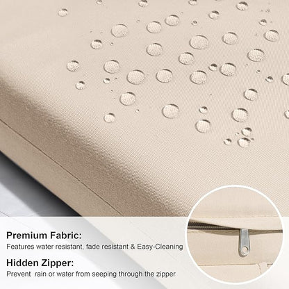 Crestlive Outdoor Chaise Lounge Cushions, 3 Years Fade Resistant Water Resistant Lounge Chair Cushion, 80''L x 23''W, Set of 2, Beige