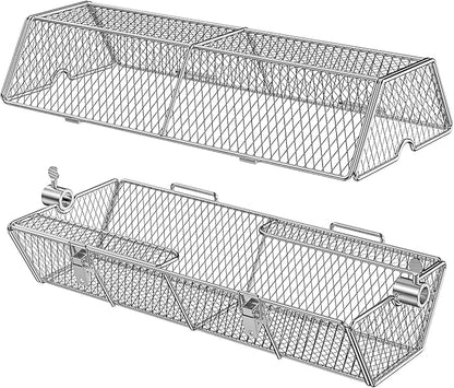 Skyflame Stainless Steel Round Tumble Rotisserie Grill Basket | Partitioned Food Grilling, Fits for 5/16 Inch Square, 3/8 Inch Square, 3/8 Inch Hexagon, 1/2 Inch Hexagon Spit Rods
