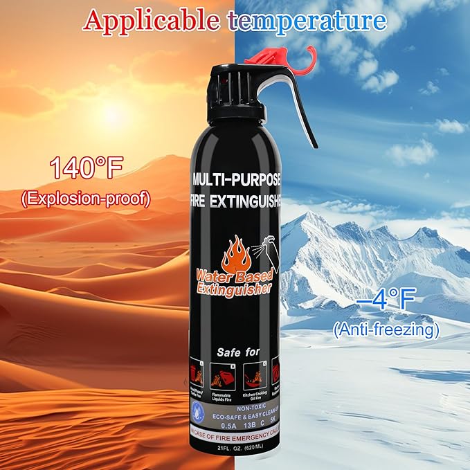 Fire Extinguisher for Home, 6 Pack Vehicle Fire Extinguishers with Mount, Portable Fire Extinguisher Effective on A, B, C, K Fires, Water-Based Extinguisher for Car Boat Office Truck Kitchen Garage RV